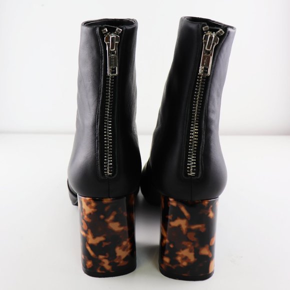 NWT Sol Sana Cecile Bootie Black Leather Ankle Boot Tortoise Heel 40 / 10 - Picture 8 of 12